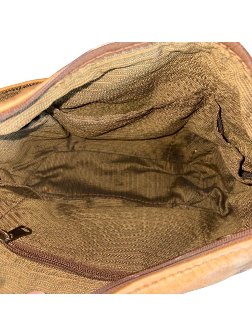 Vintage Tan Brown Genuine Leather Hobo Shoulder Bag Slouchy Boho Purse - Picture 8 of 11